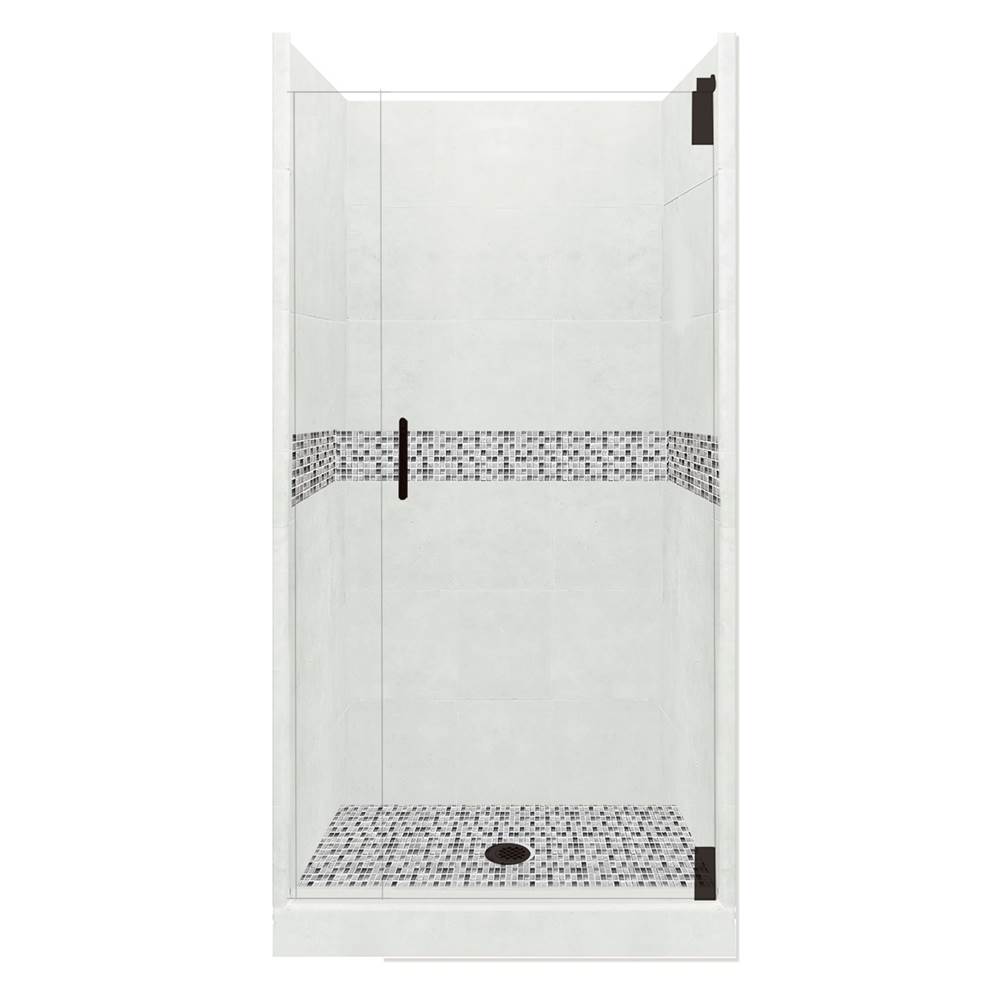 Fixtures, Etc.American Bath Factory54 x 42 x 80 Del Mar Grand Alcove Shower Kit in Natural Buff with Black Pipe Finish