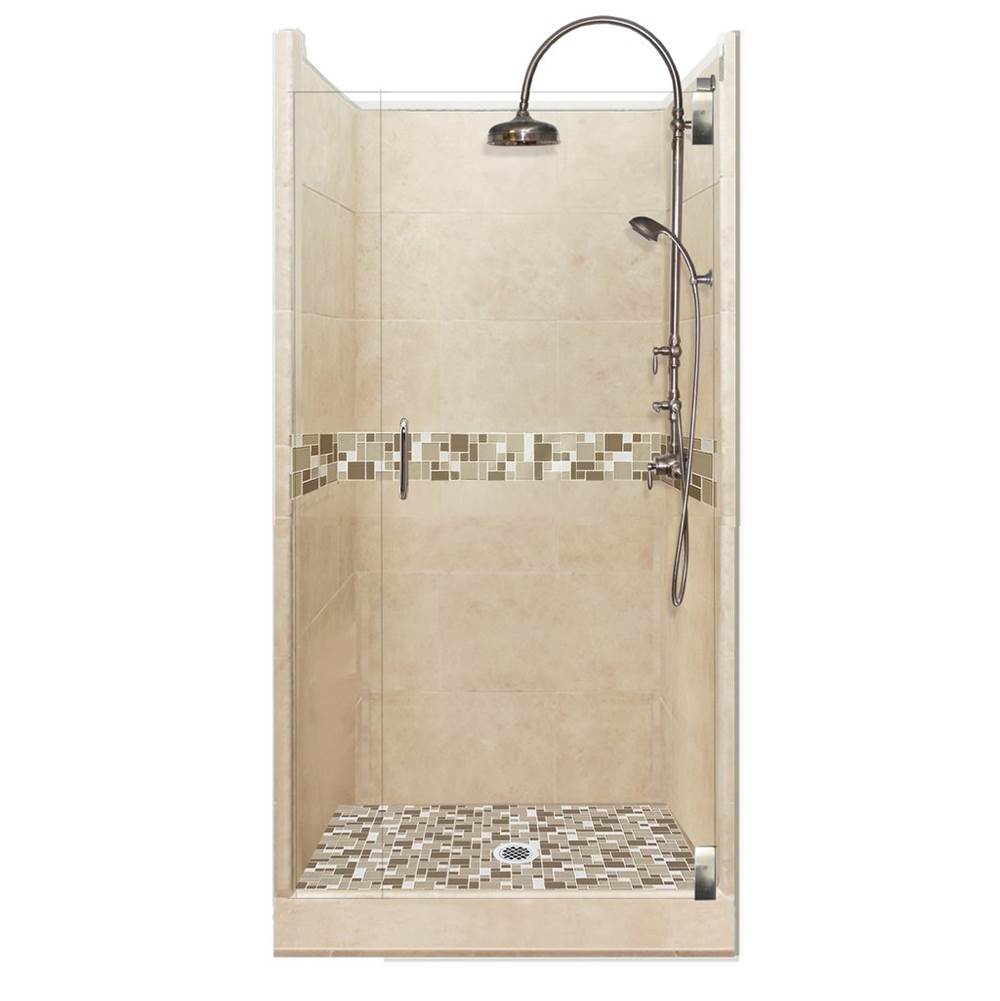 Fixtures, Etc.American Bath Factory36 x 36 x 80 Tuscany Luxe Alcove Shower Kit in Brown Sugar with Chrome Finish