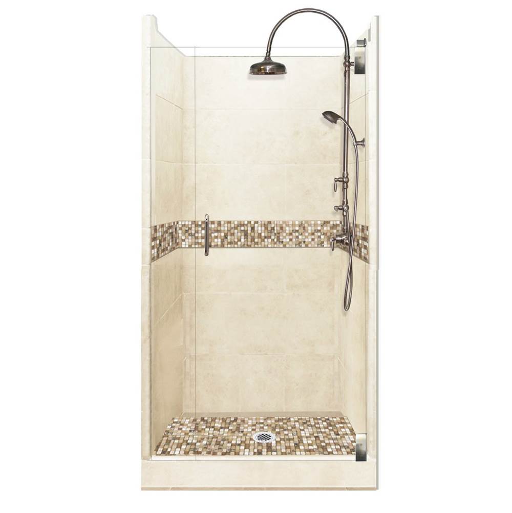 Fixtures, Etc.American Bath Factory36 x 36 x 80 Roma Luxe Alcove Shower Kit in Desert Sand with Chrome Finish