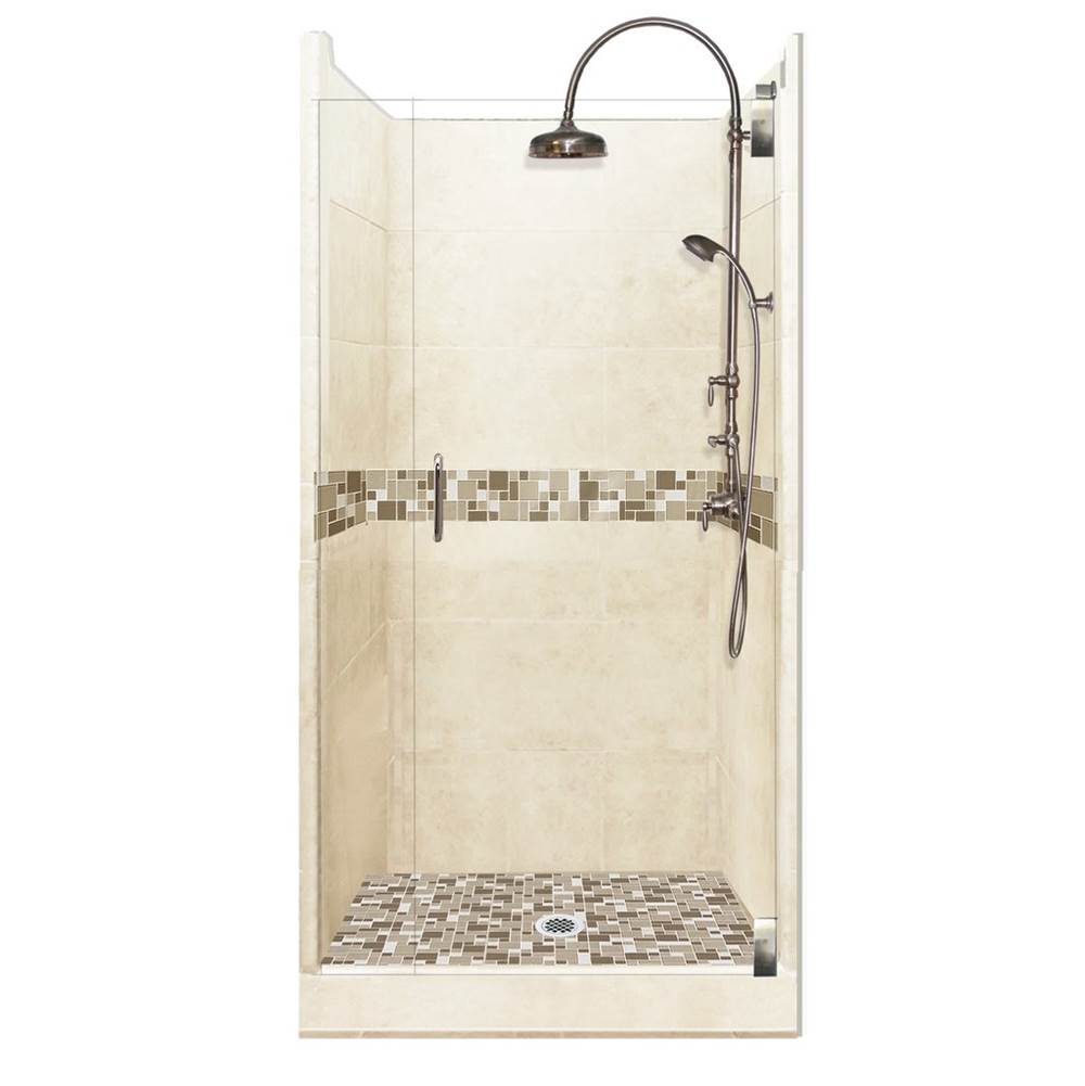 Fixtures, Etc.American Bath Factory48 x 36 x 80 Tuscany Luxe Alcove Shower Kit in Desert Sand with Satin Nickel Finish