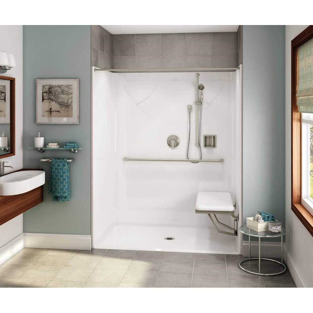 Fixtures, Etc.AkerOPS-6036-RS AcrylX Alcove Center Drain One-Piece Shower in Black - Massachusetts Compliant