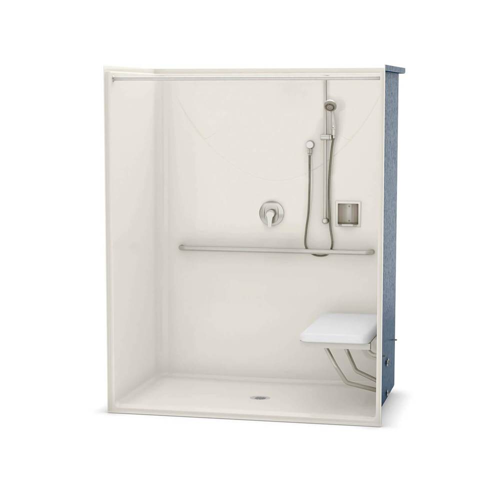 Fixtures, Etc.AkerOPS-6036 AcrylX Alcove Center Drain One-Piece Shower in Biscuit - Massachusetts Compliant