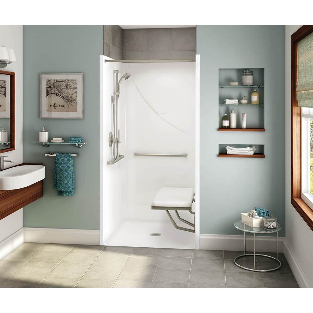 Fixtures, Etc.AkerOPS-3636 RRF AcrylX Alcove Center Drain One-Piece Shower in Bone - MASS Compliant