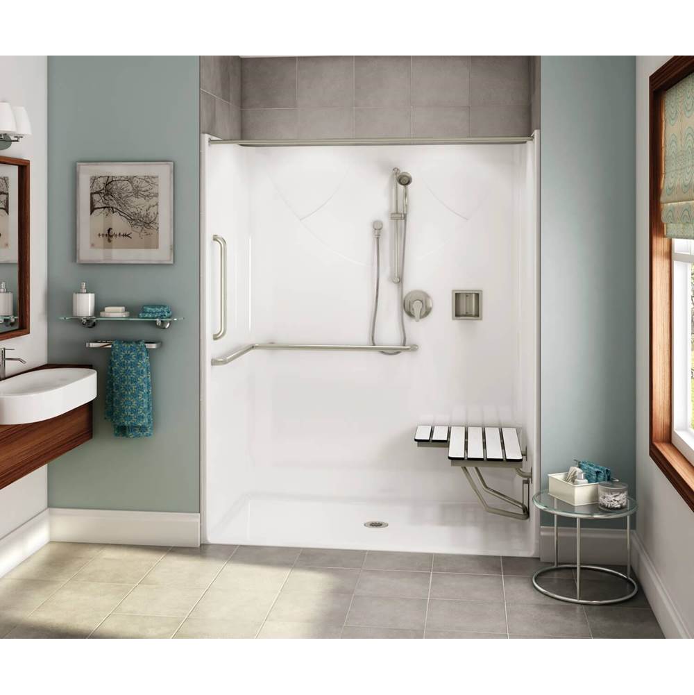 Fixtures, Etc.AkerOPS-6030-RS AcrylX Alcove Center Drain One-Piece Shower in Biscuit - ANSI compliant