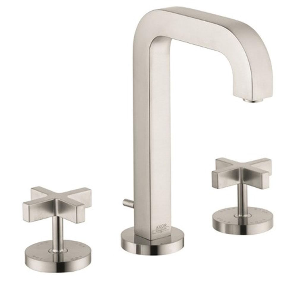 Fixtures, Etc.AxorCitterio Widespread Faucet 170 with Cross Handles and Pop-Up Drain, 1.2 GPM in Brushed Nickel
