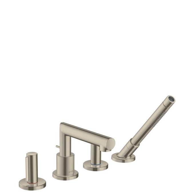 Fixtures, Etc.AxorUno 4-Hole Roman Tub Set Trim with Zero Handles and 1.75 GPM Handshower in Brushed Nickel
