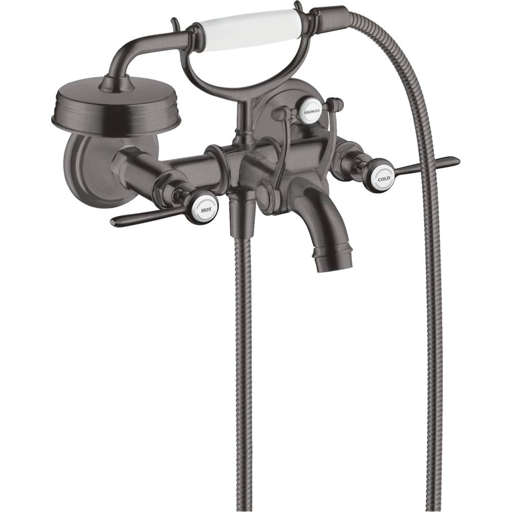 Fixtures, Etc.AxorMontreux 2-Handle Wall-Mounted Tub Filler with Lever Handles and 1.8 GPM Handshower in Brushed Black Chrome
