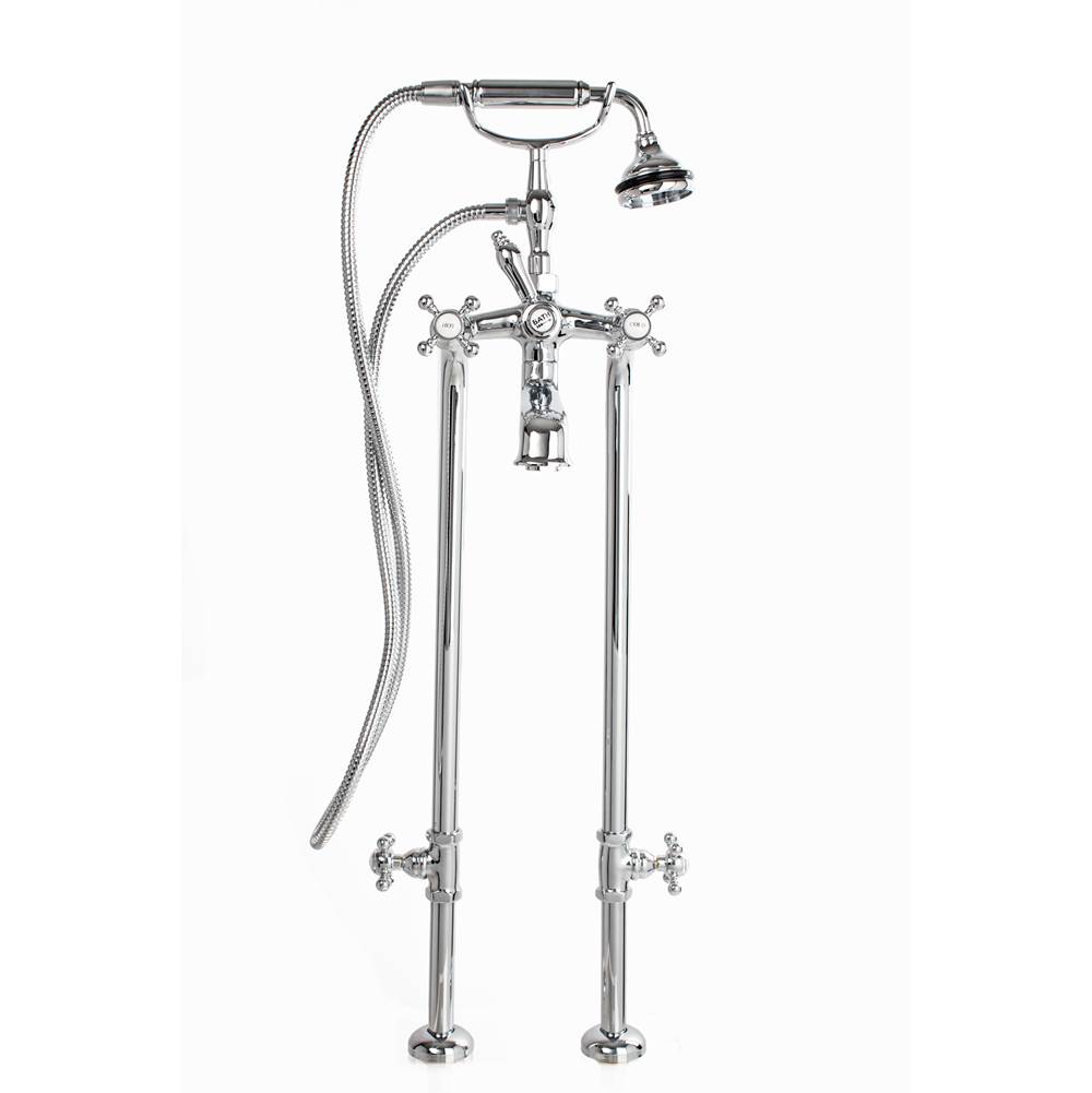 Fixtures, Etc.Cheviot Products5100 SERIES Extra-Tall Free-Standing Tub Filler with Stop Valves - Cross Handles - Metal Accents