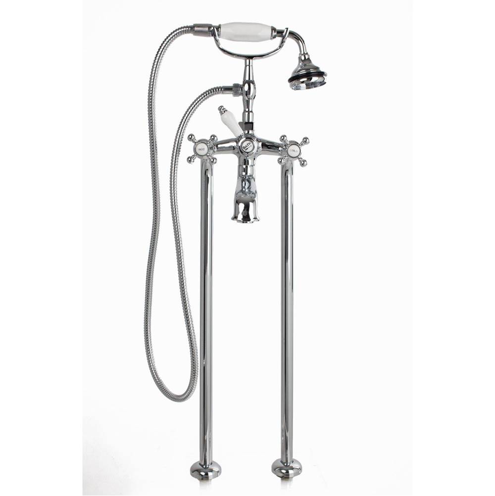 Fixtures, Etc.Cheviot Products5100 SERIES Free-Standing Tub Filler - Cross Handles - Porcelain Accents