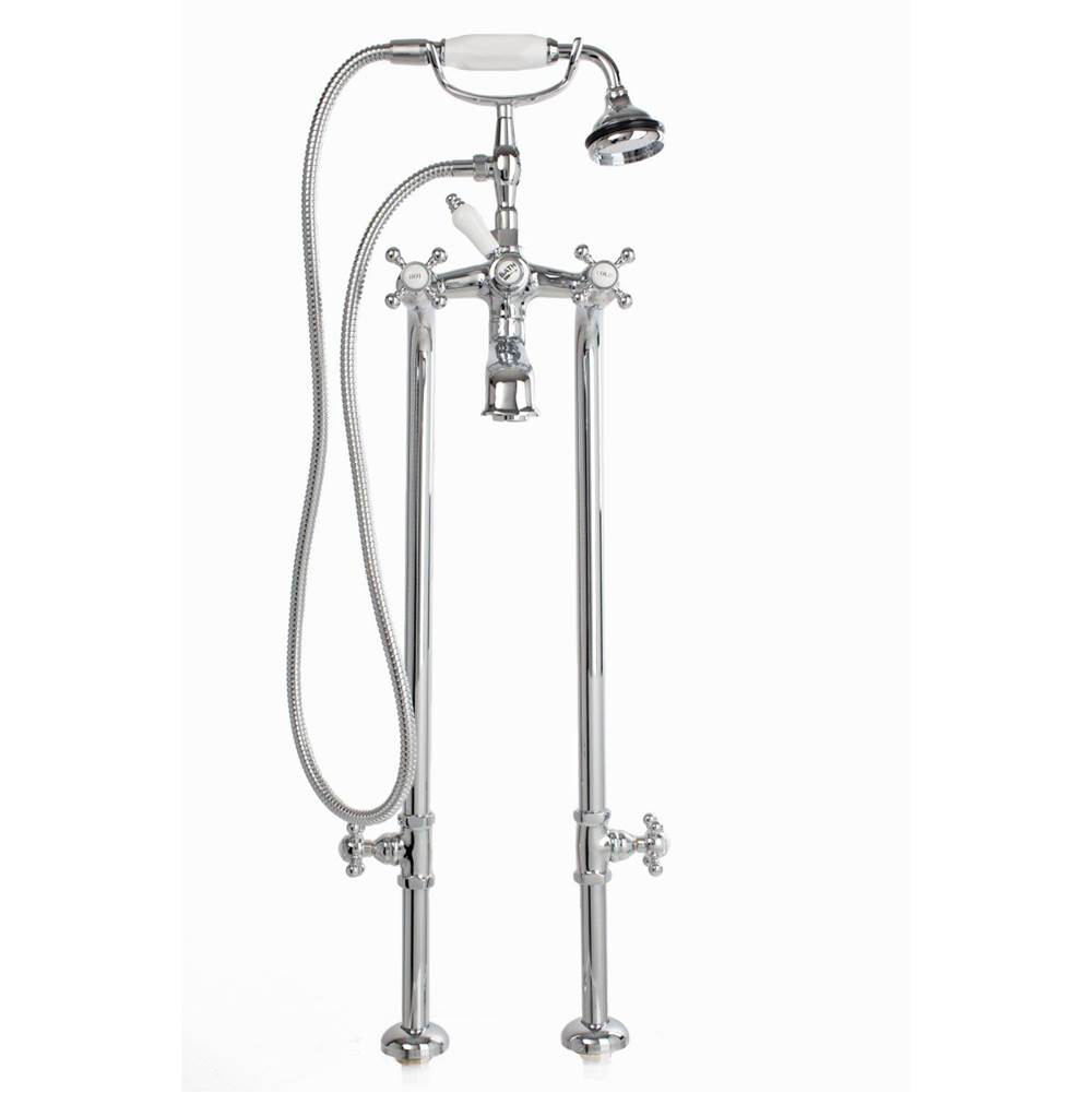 Fixtures, Etc.Cheviot Products5100 SERIES Free-Standing Tub Filler with Stop Valves - Cross Handles - Porcelain Accents