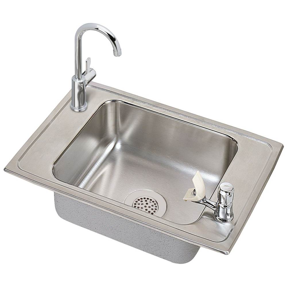 Fixtures, Etc.ElkayCelebrity Stainless Steel 25'' x 17'' x 6-7/8'', 2-Hole Single Bowl Drop-in Classroom Sink and Faucet / Vandal-resistant Bubbler Kit