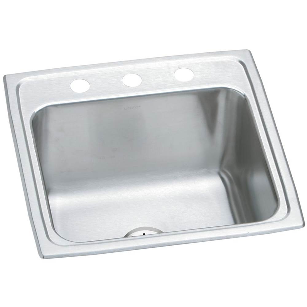 Fixtures, Etc.ElkayLustertone Classic Stainless Steel 19-1/2'' x 19'' x 10-1/8'', 3-Hole Single Bowl Drop-in Laundry Sink w/Perfect Drain