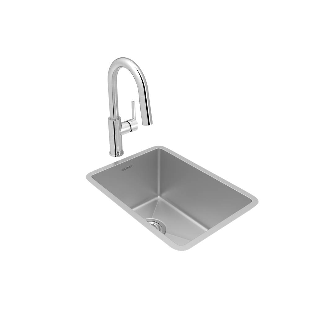 Fixtures, Etc.ElkayCrosstown 18 Gauge Stainless Steel 13-1/2'' x 18-1/2'' x 9'', Single Bowl Undermount Bar Sink and Faucet Kit with Drain