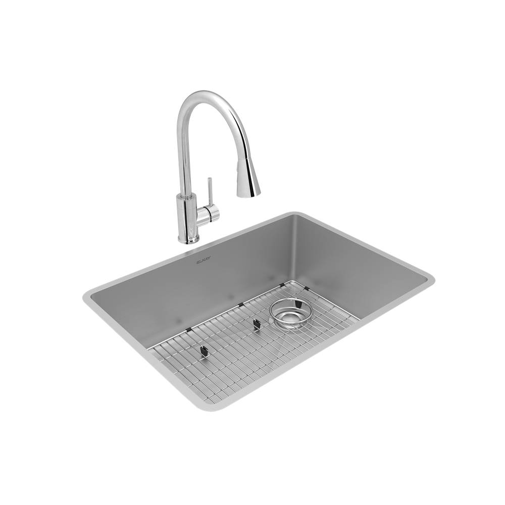 Fixtures, Etc.ElkayCrosstown 18 Gauge Stainless Steel 25-1/2'' x 18-1/2'' x 9'', Single Bowl Undermount Sink and Faucet Kit with Bottom Grid and Drain