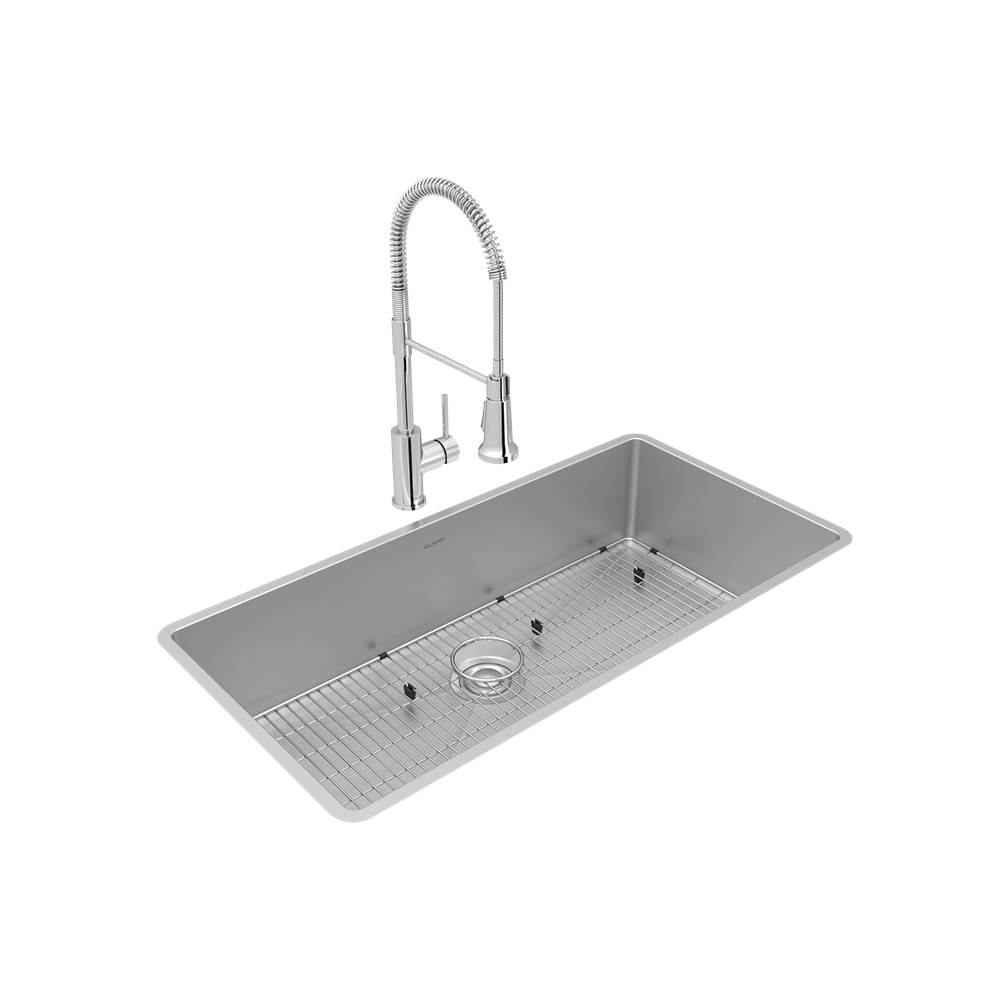 Fixtures, Etc.ElkayCrosstown 18 Gauge Stainless Steel 36-1/2'' x 18-1/2'' x 9'', Single Bowl Undermount Sink and Faucet Kit with Bottom Grid and Drain