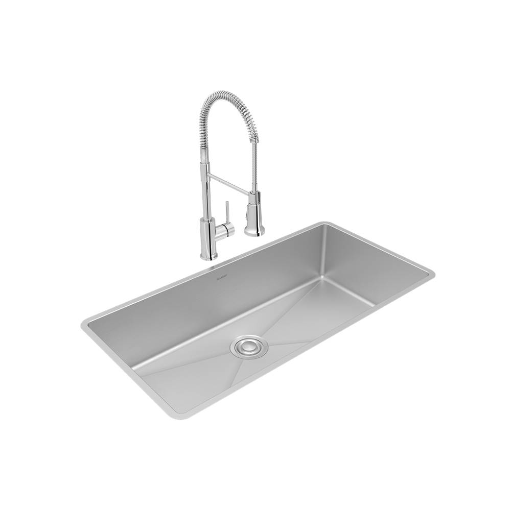 Fixtures, Etc.ElkayCrosstown 18 Gauge Stainless Steel 36-1/2'' x 18-1/2'' x 9'', Single Bowl Undermount Sink and Faucet Kit with Drain