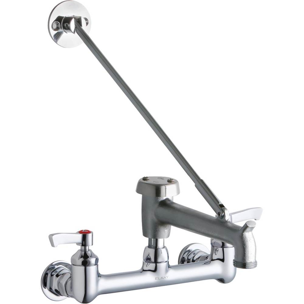 Fixtures, Etc.Elkay8'' Centerset Wall Mount Faucet with 7'' Bucket Hook Spout 2'' Lever Handles 1/2in Offset Inlets Rough Chrome