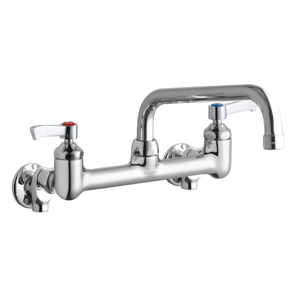 Fixtures, Etc.ElkayFoodservice 8'' Centerset Wall Mount Faucet with 8'' Tube Spout 2'' Lever Handles 1/2 Offset InletsPlusStop Chrome