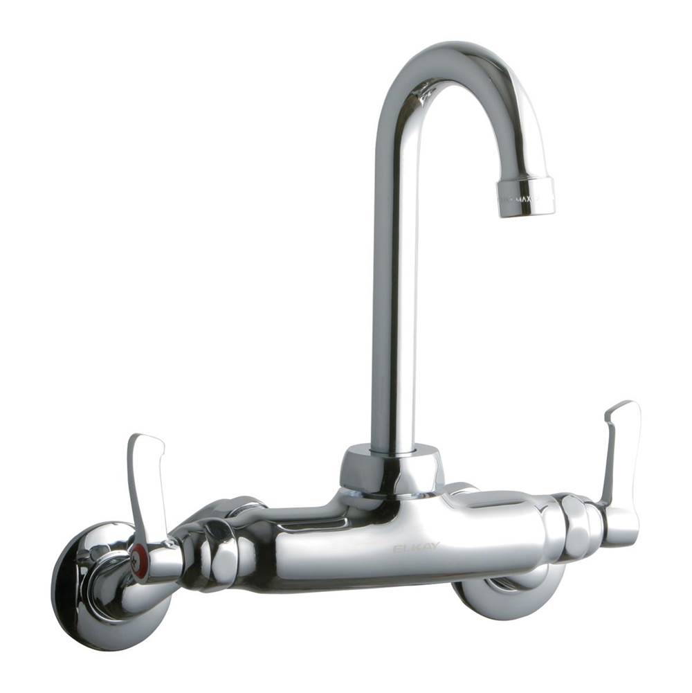 Fixtures, Etc.ElkayFoodservice 3-8'' Adjustable Centers Wall Mount Faucet with 4'' Gooseneck Spout 2'' Lever Handles 2in Inlet