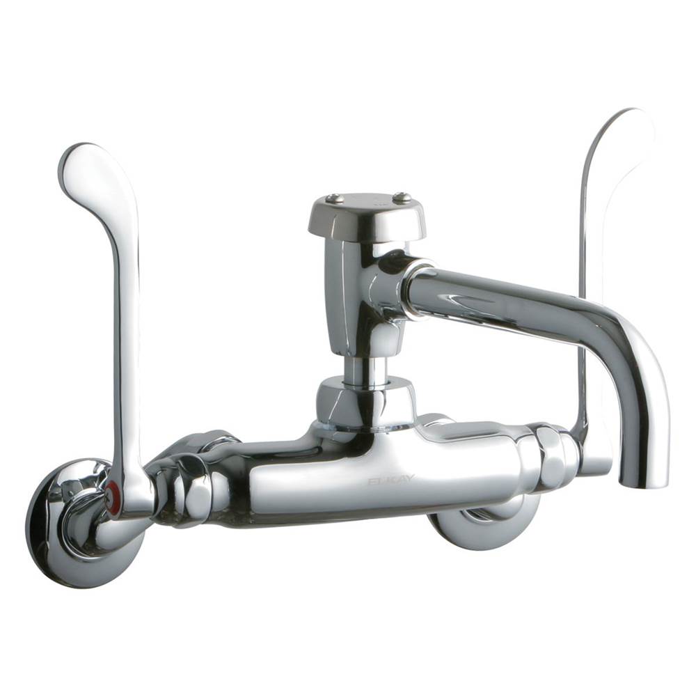 Fixtures, Etc.ElkayFoodservice 3-8'' Adjustable Centers Wall Mount Faucet w/7'' Vented Spout 6'' Wristblade Handles 2in Inlet