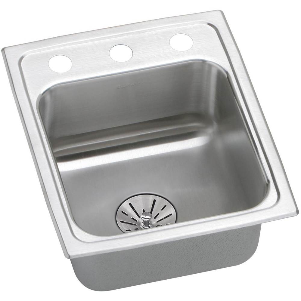 Fixtures, Etc.ElkayLustertone Classic Stainless Steel 15'' x 17-1/2'' x 6-1/2'', 2-Hole Single Bowl Drop-in ADA Sink with Perfect Drain and Quick-clip