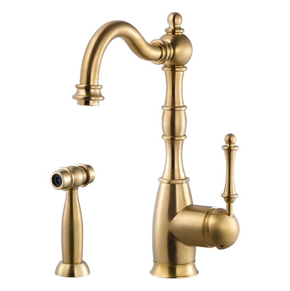 Fixtures, Etc.HamatTraditional Brass Single Lever Faucet with Side Spray in Brushed Brass
