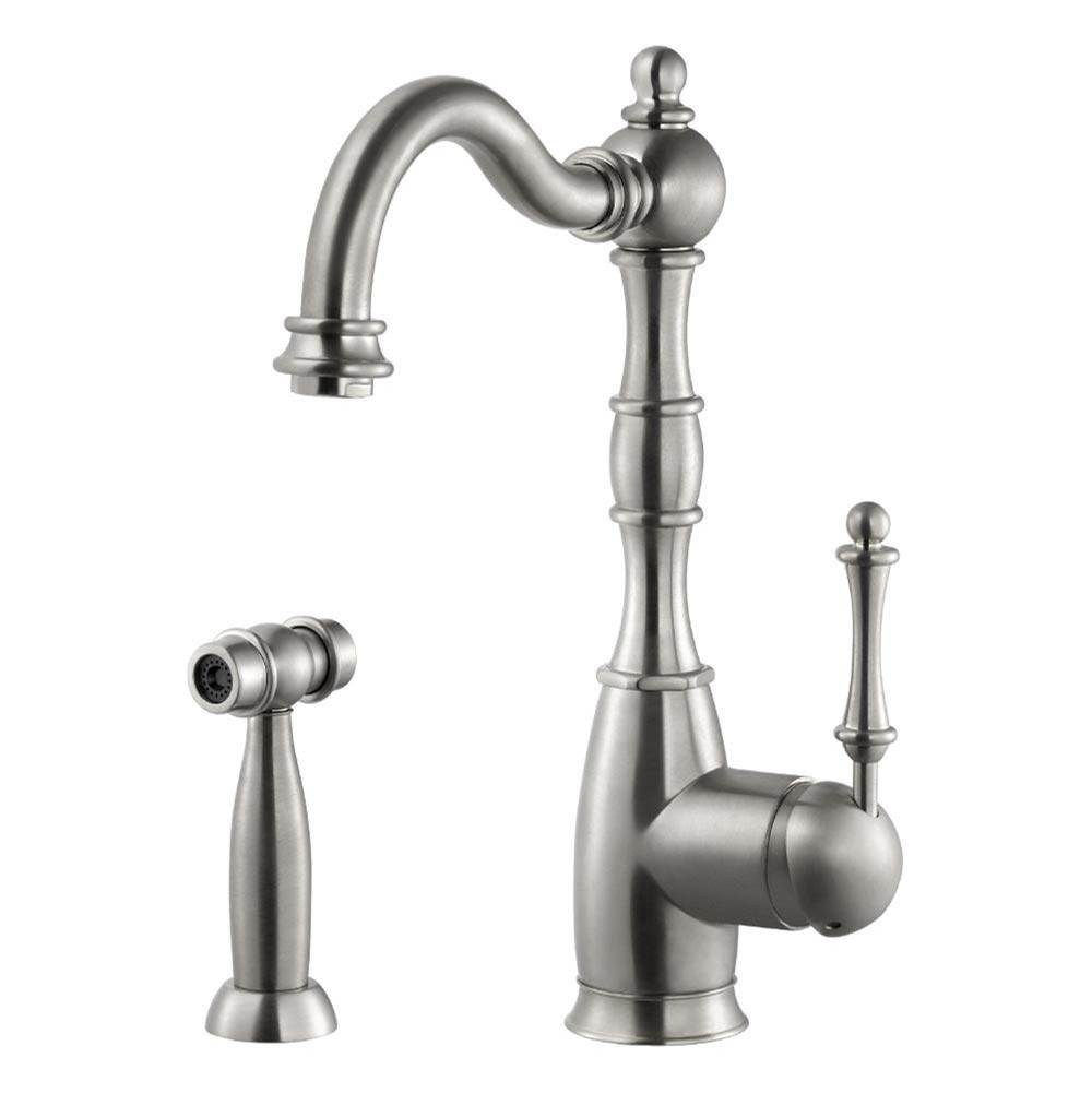Fixtures, Etc.HamatTraditional Brass Single Lever Faucet with Side Spray in Brushed Nickel