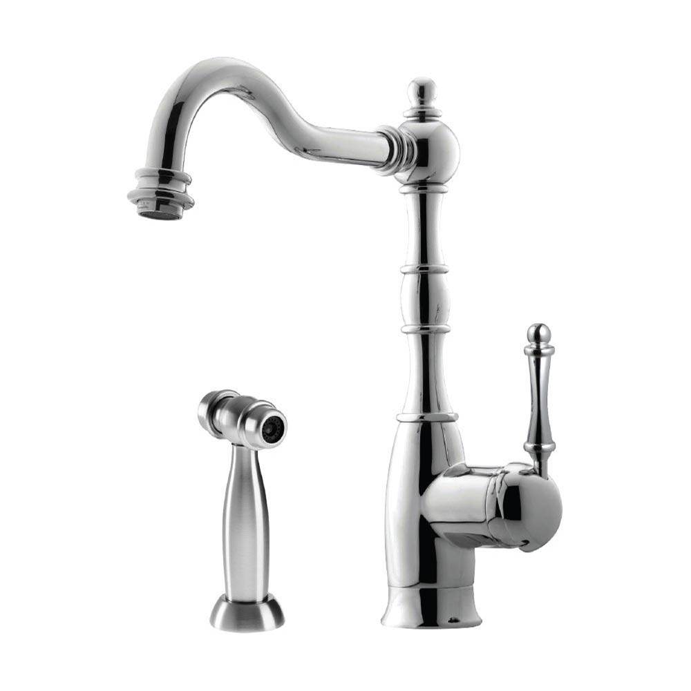 Fixtures, Etc.HamatTraditional Brass Single Lever Faucet with Side Spray in Polished Chrome