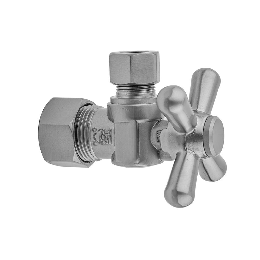 Fixtures, Etc.JacloQuarter Turn Angle Pattern 5/8'' O.D. Compression (Fits 1/2'' Copper) x 1/2'' O.D. Supply Valve with Standard Cross Handle