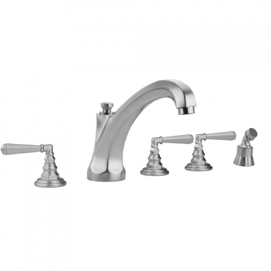 Fixtures, Etc.JacloWestfield Roman Tub Set with High Spout and Hex Lever Handles and Angled Handshower Mount