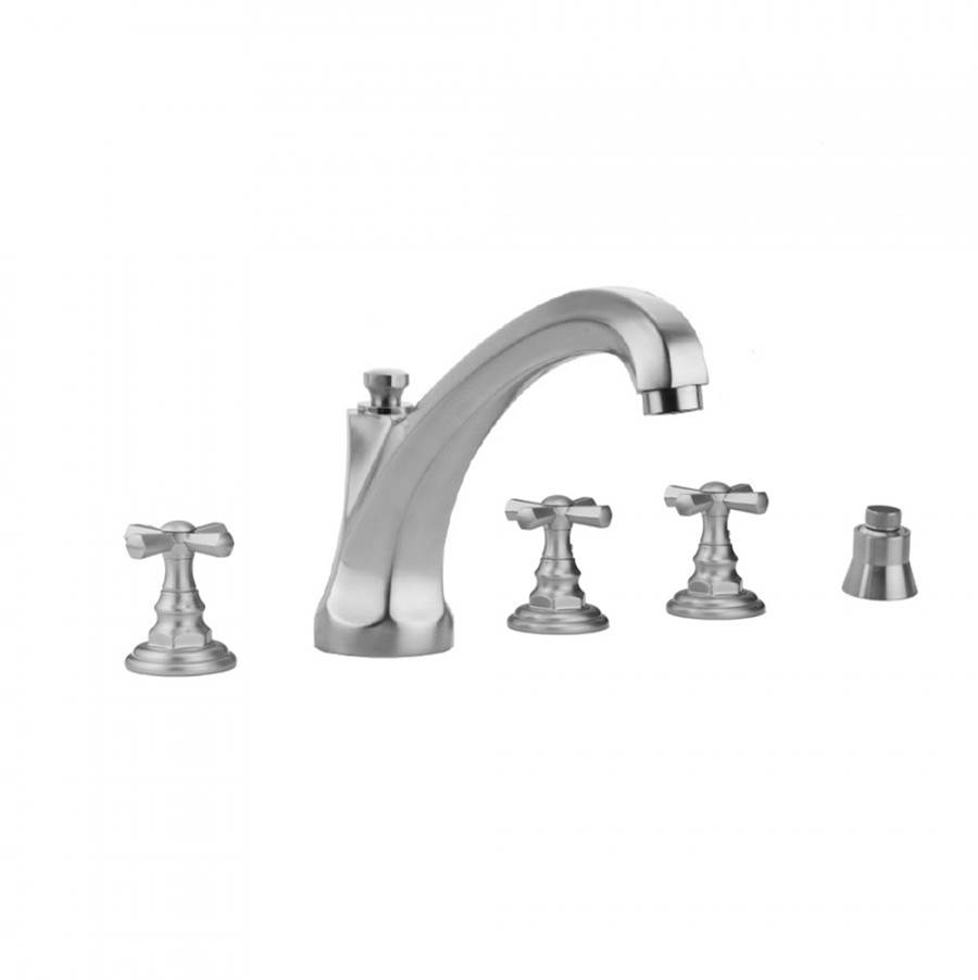 Fixtures, Etc.JacloWestfield Roman Tub Set with High Spout and Hex Cross Handles and Straight Handshower Mount