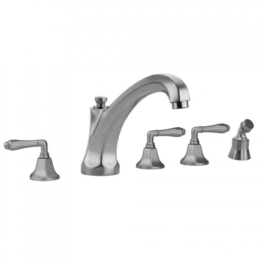 Fixtures, Etc.JacloAstor Roman Tub Set with High Spout and Smooth Lever Handles and Angled Handshower Mount