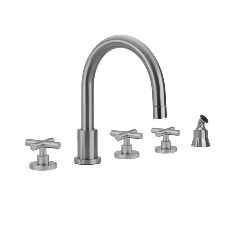 Fixtures, Etc.JacloContempo Roman Tub Set with Hub Base Cross Handles and Angled Handshower Holder