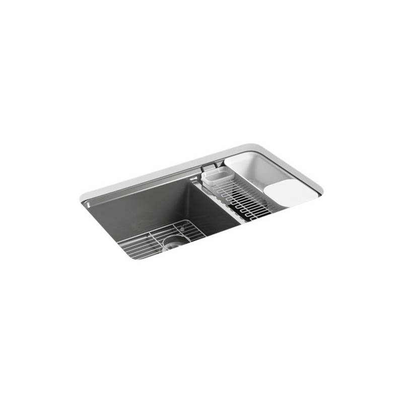 Fixtures, Etc.KohlerRiverby® 33'' x 22'' x 9-5/8'' undermount large/medium double-bowl workstation kitchen sink with accessories and 5 oversized faucet holes