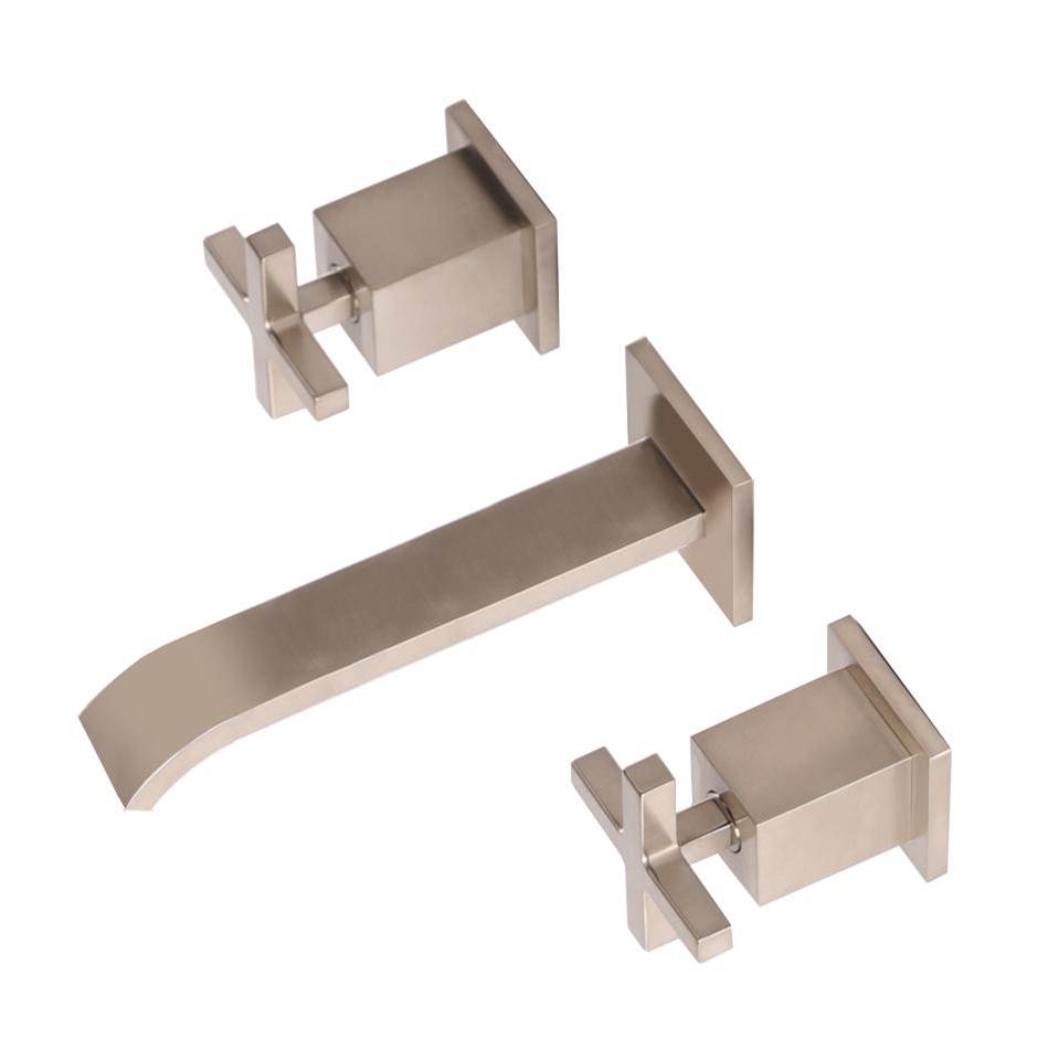 Fixtures, Etc.LacavaTRIM - Wall-mount three-hole faucet featuring natural water flow, with two cross handles, no backplate.