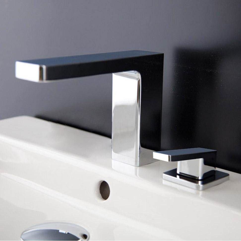 Fixtures, Etc.LacavaDeck mount two hole faucet with a square neck spout, lever handle, and a pop up drain SPOUT: 6'', H:5 1/8''