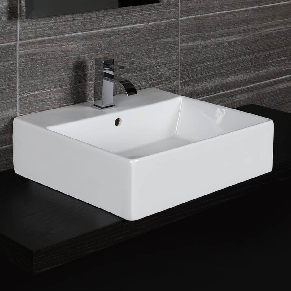 Fixtures, Etc.LacavaWall-mount or above-counter porcelain Bathroom Sink with an overflow.