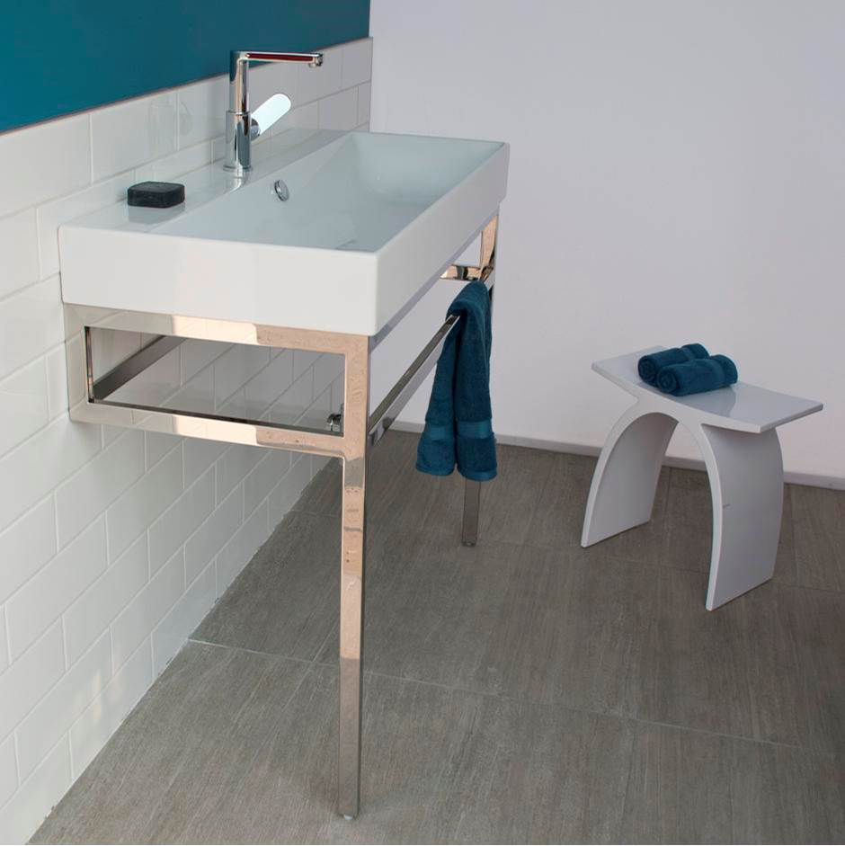 Fixtures, Etc.LacavaFloor-standing metal console stand with a towel bar (Bathroom Sink 5233, 5460 sold separately), made of stainless steel or brass.