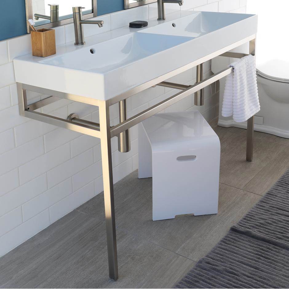 Fixtures, Etc.LacavaFloor-standing metal console stand with a towel bar (Bathroom Sink 5234 sold separately), made of stainless steel or brass.