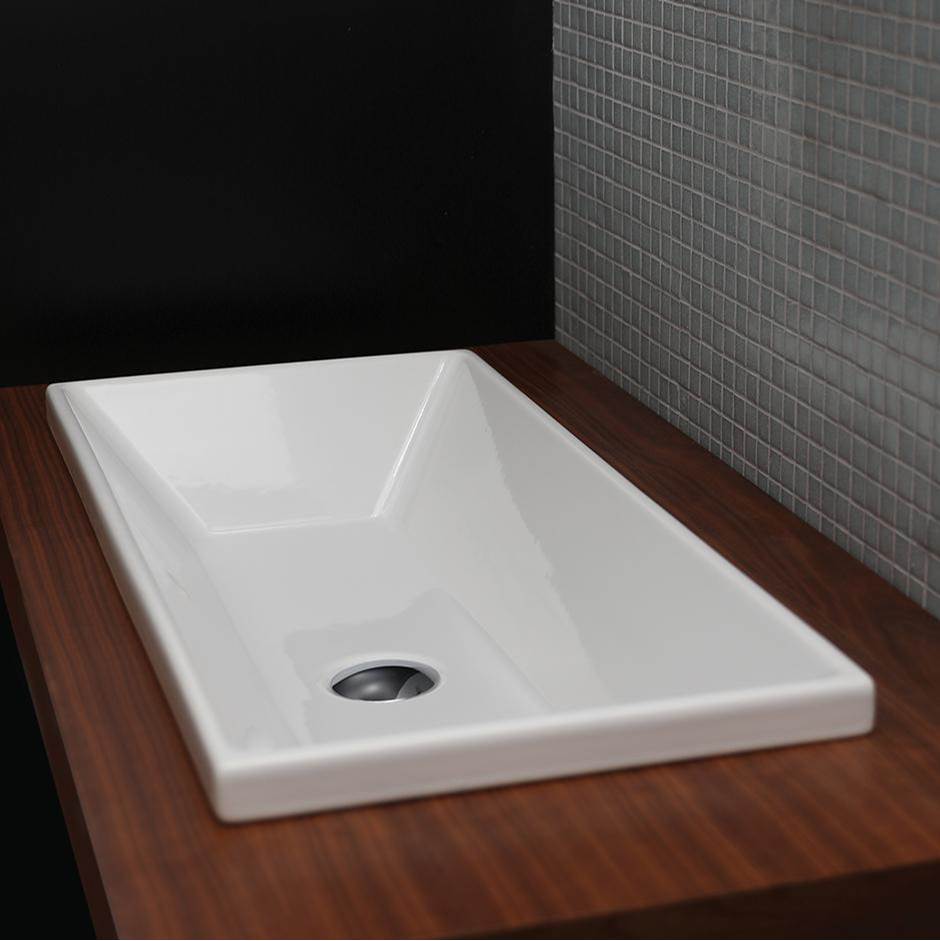 Fixtures, Etc.LacavaUnder-counter or self-rimming porcelain Bathroom Sink with an overflow. W: 29 3/4'', D: 13 1/2'', H: 6 3/4''.
