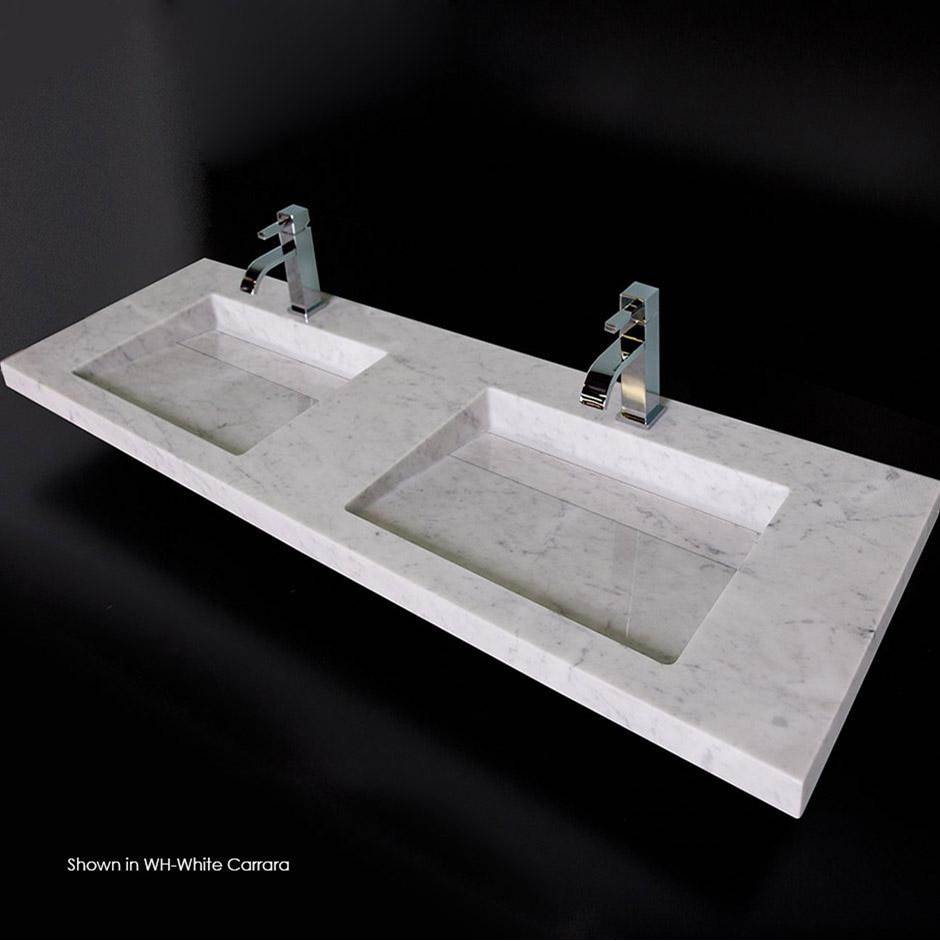 Fixtures, Etc.LacavaWall-mount or vanity top stone double-bowl Bathroom Sink with preinstalled concealed drains