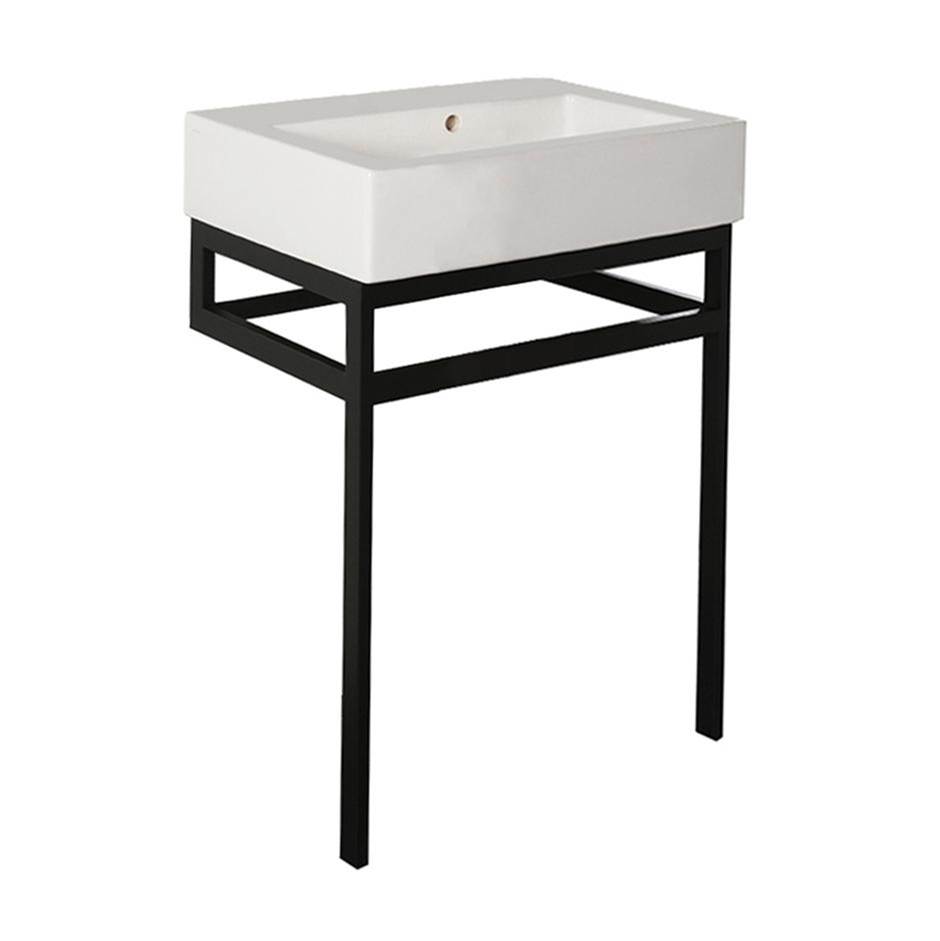 Fixtures, Etc.LacavaFloor-standing metal console stand with a towel bar (Bathroom Sink 5464sold separately), made of stainless steel or brass.