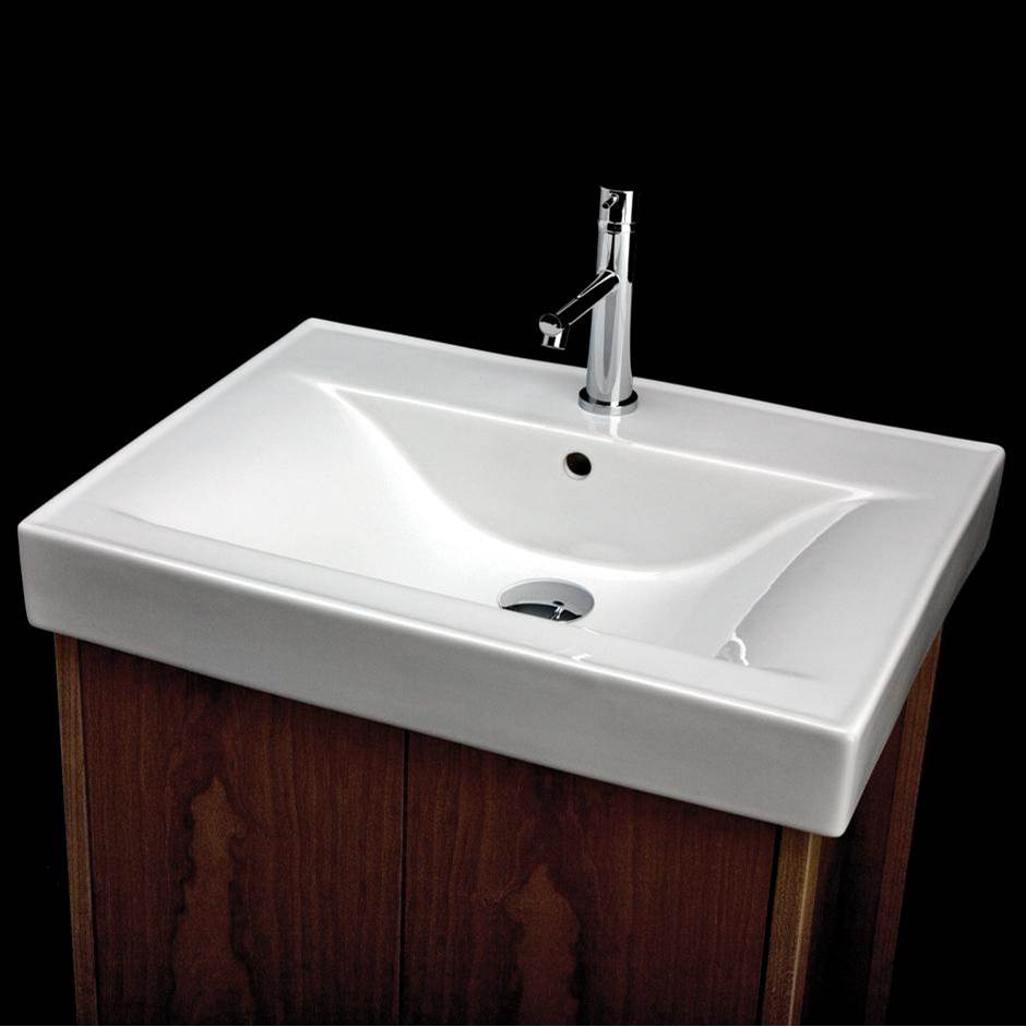 Fixtures, Etc.LacavaAbove counter porcelain Bathroom Sink with 00 - no faucet holes
