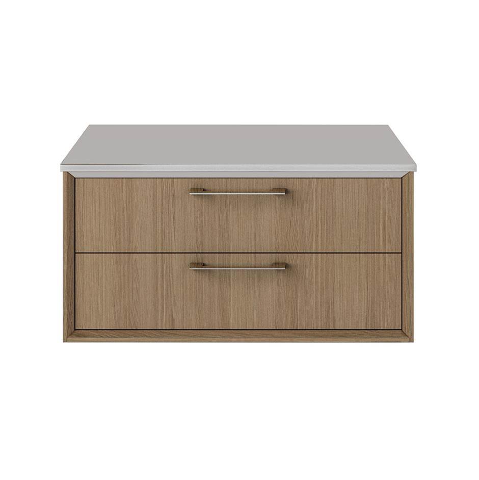 Fixtures, Etc.LacavaCabinet of wall-mount under-counter cabinet featuring one drawer and solid surface countertop (pulls included).
