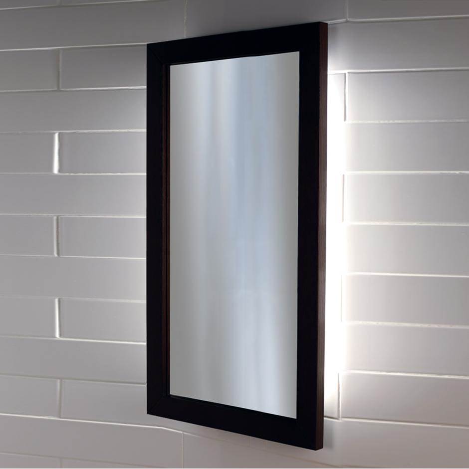 Fixtures, Etc.LacavaWall-mount mirror in metal or wooden frame with LED lights. W: 23'', H: 34'', D: 1''.