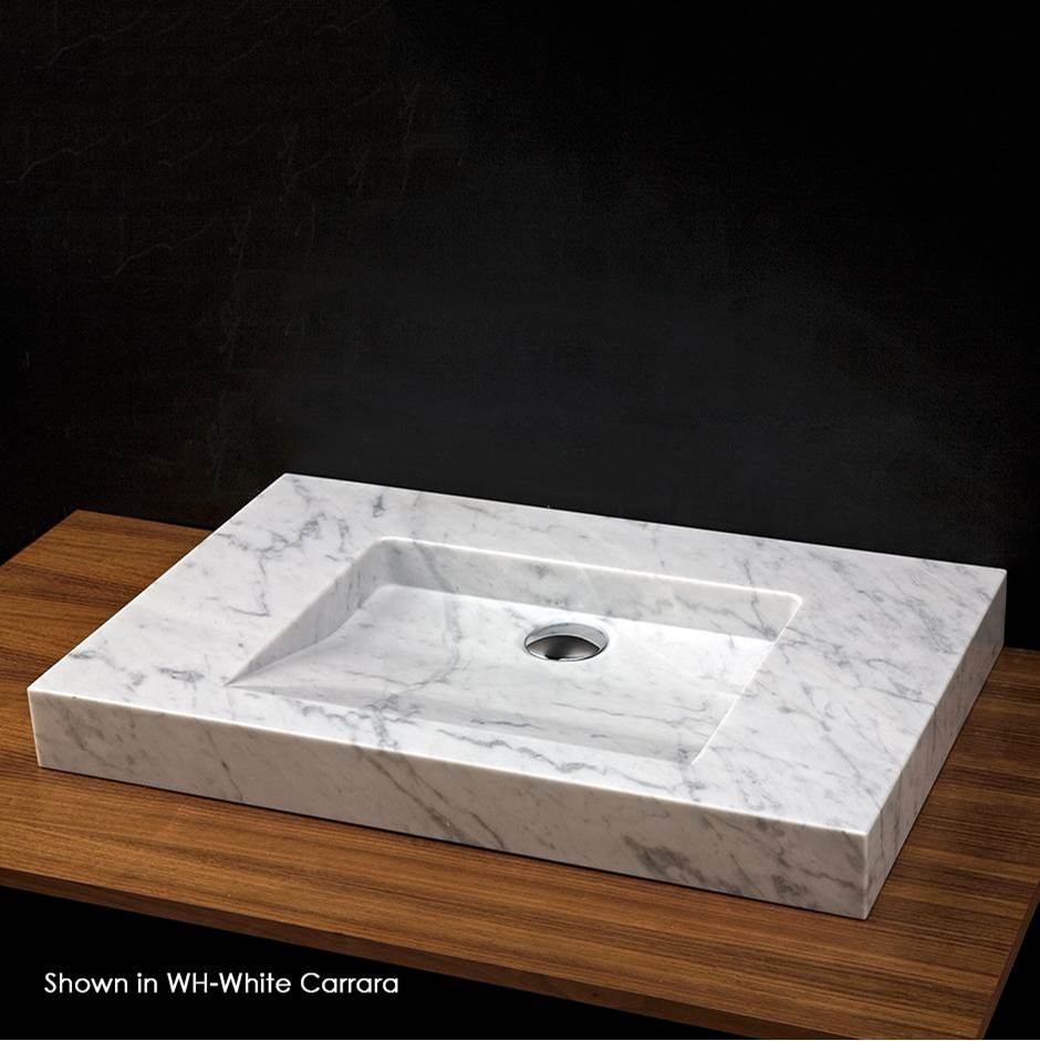 Fixtures, Etc.LacavaVessel or vanity top Bathroom Sink made of natural stone, no overflow. Unfinished back.27 1/2''W x 17 3/4''D x 3''H, one faucet hole
