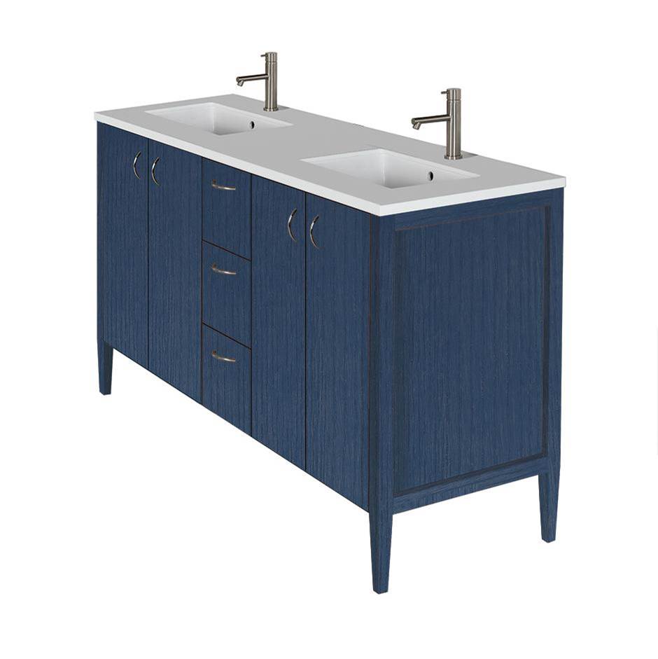 Fixtures, Etc.LacavaFree-standing under-counter double vanity with two sets of doors and three drawers(pulls included).