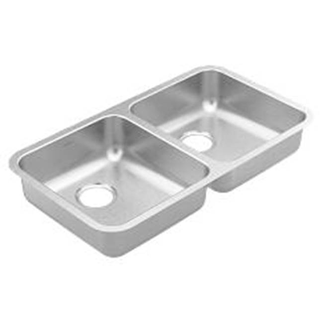 Fixtures, Etc.Moen32''x18'' stainless steel 20 gauge double bowl sink