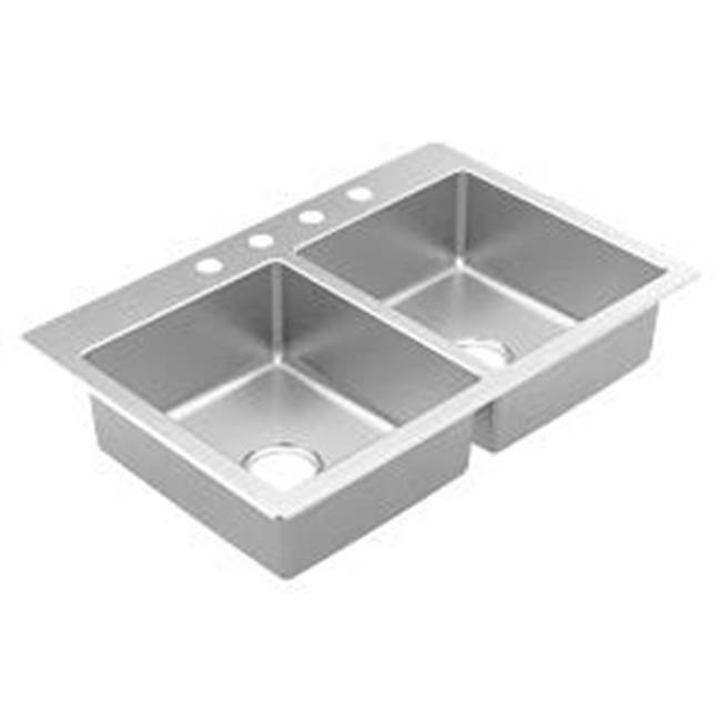 Fixtures, Etc.Moen33''x22'' stainless steel 20 gauge double bowl drop in sink