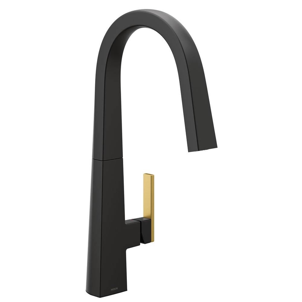 Fixtures, Etc.MoenNio One-Handle Pull-down Kitchen Faucet with Power Clean, Includes Secondary Finish Handle Option, Matte Black